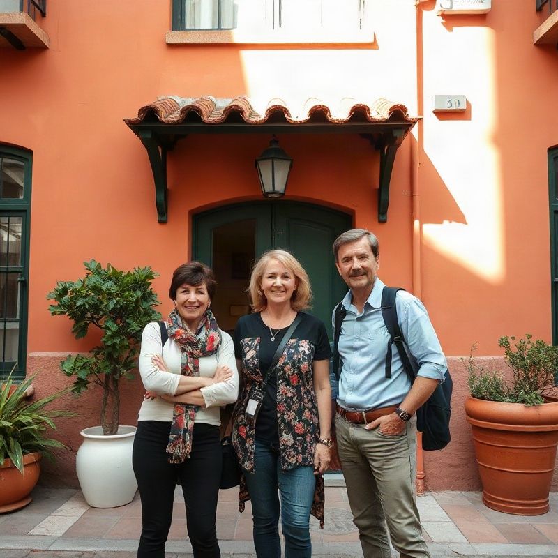 Equipo editorial de Bylineamonitor frente a un edificio en Melo